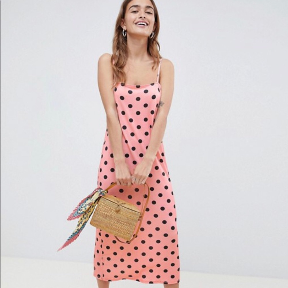 ASOS Design Petite Polka Dot Maxi Slip Dress